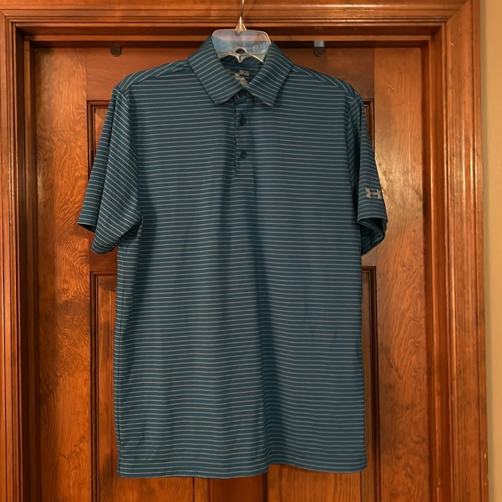 Under Armor Heatgear Loose fit Teal w gray stripes